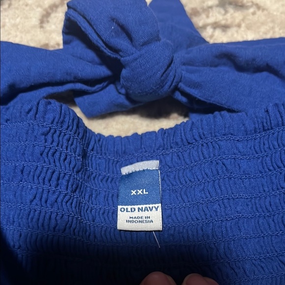 Old Navy Blue Maxi Sundress with Puff Sleeves - Picture 3 of 6